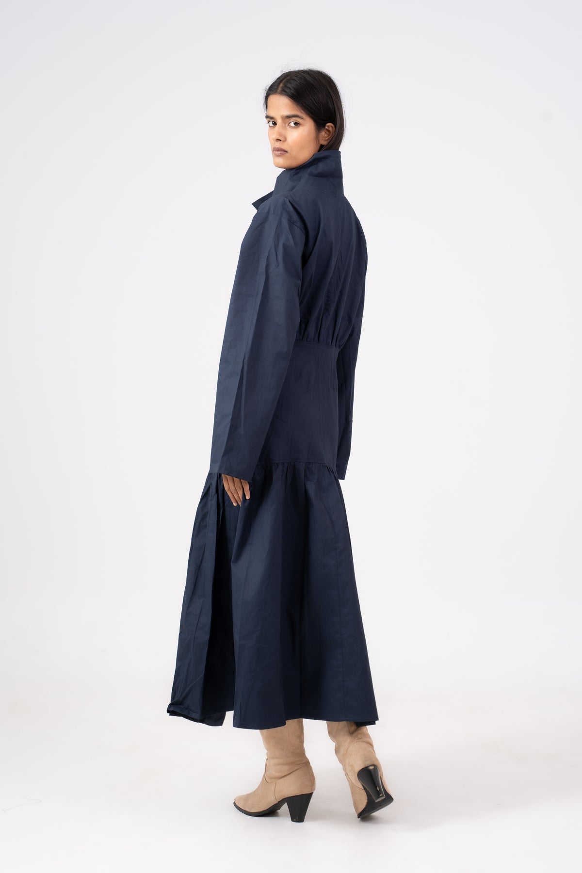 Gathered Navy Coat