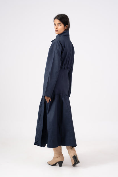 Gathered Navy Coat