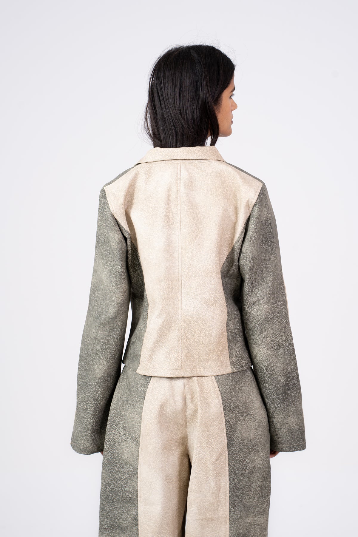 Color Block Leather Jacket