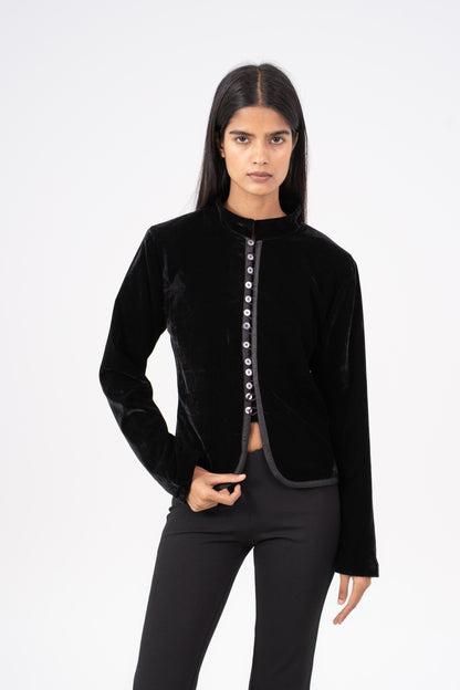 Velvet Jacket with Buttons