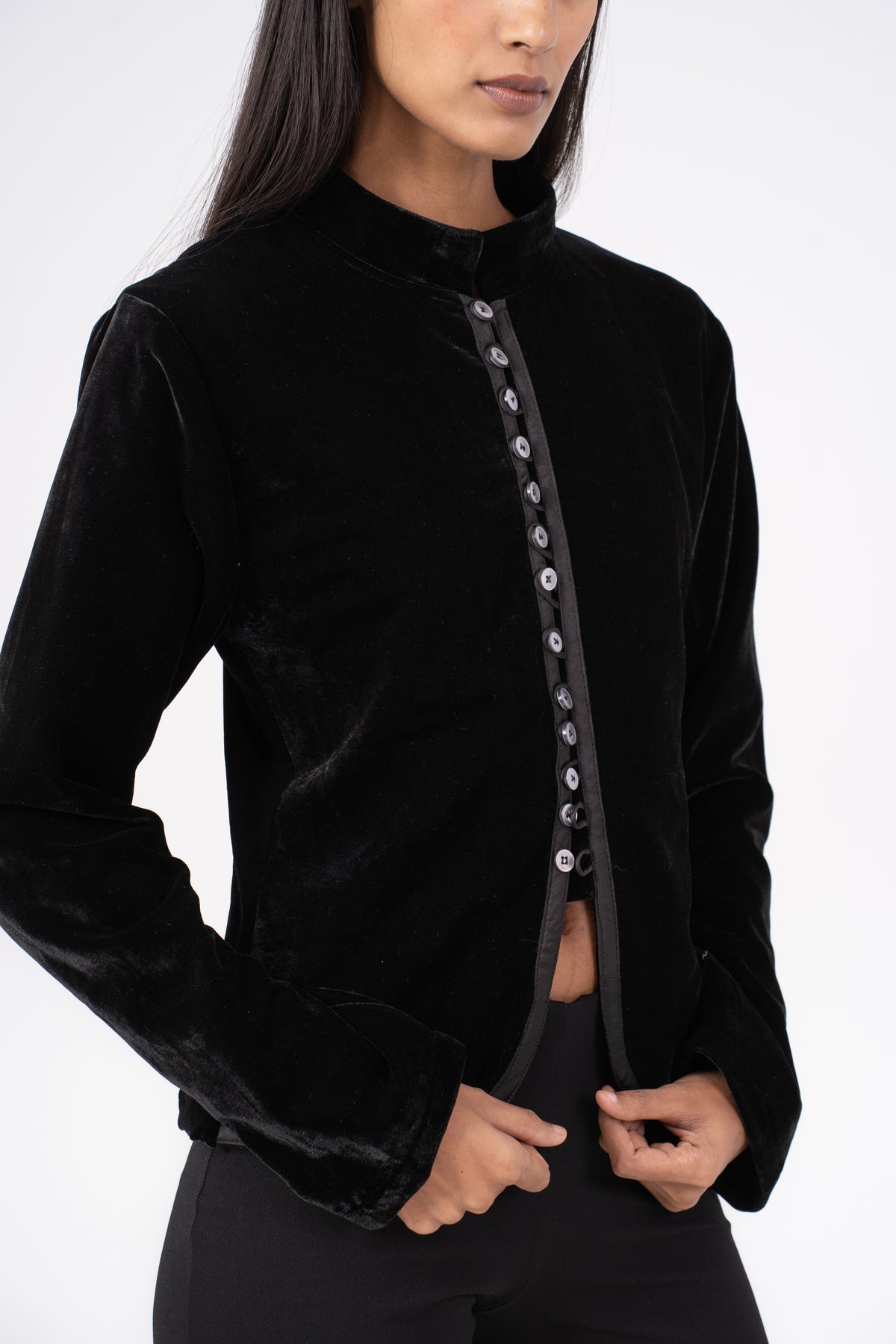 Velvet Jacket with Buttons