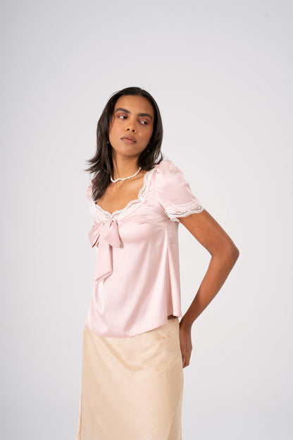 Satin Top with Lace