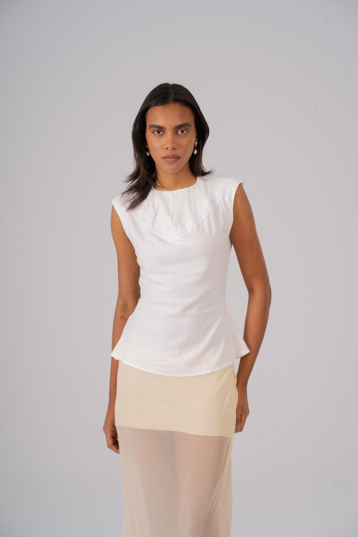 Linen Pleated Top