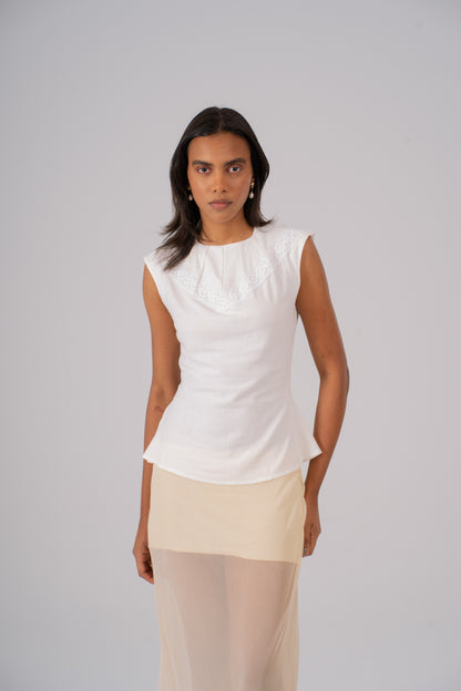 Linen Pleated Top