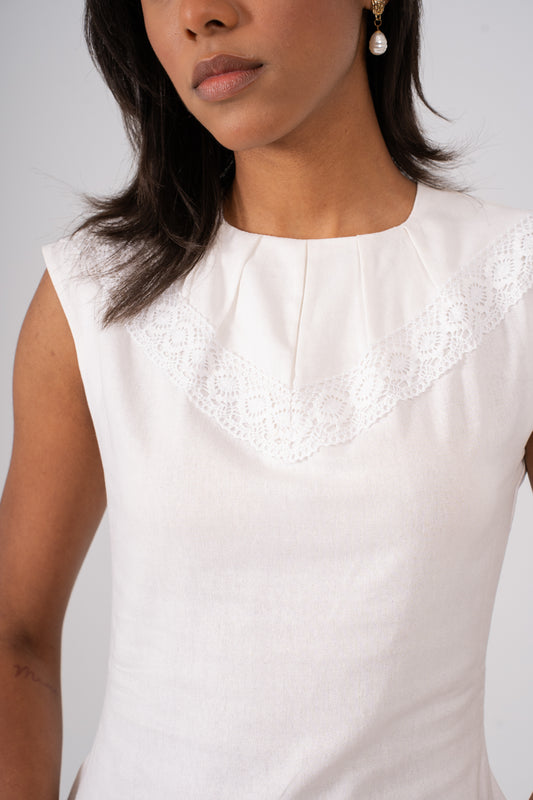 Linen Pleated Top