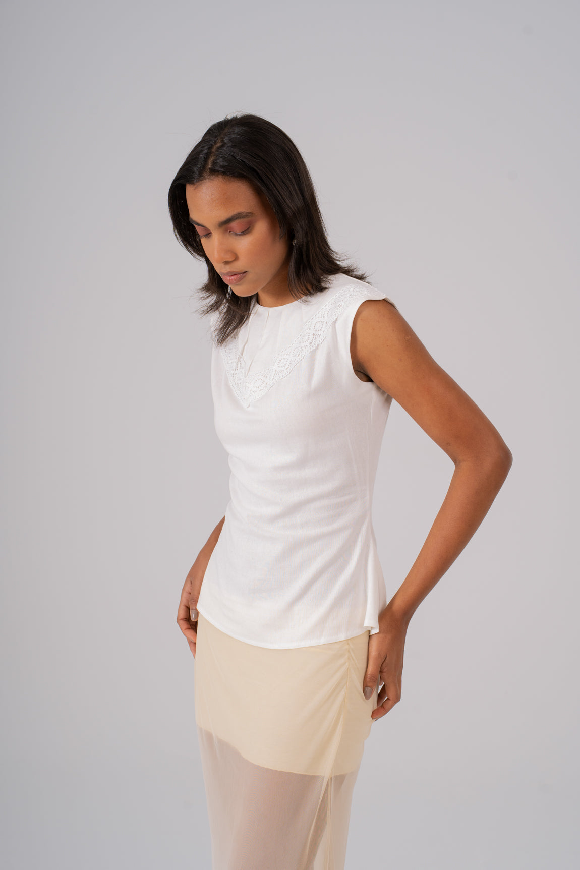 Linen Pleated Top