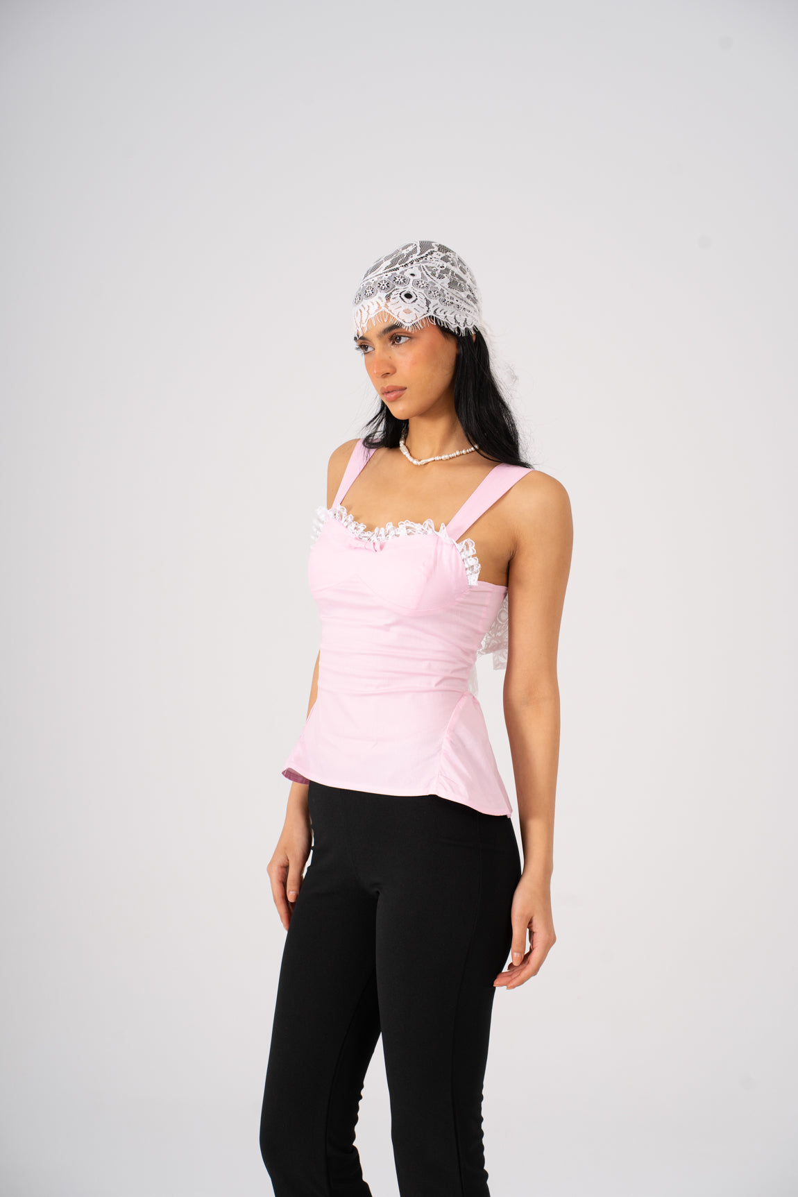 Fitted Poplin Top with Lace