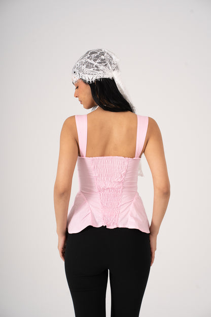 Fitted Poplin Top with Lace
