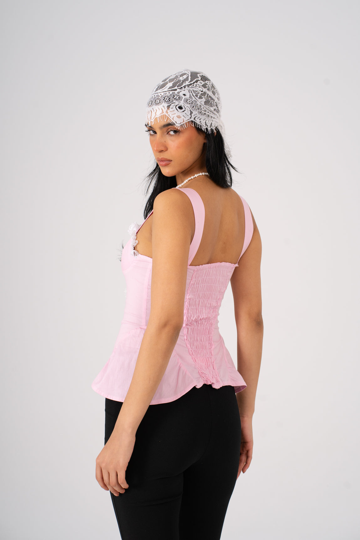 Fitted Poplin Top with Lace