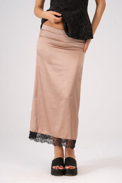 Satin Skirt with Lace