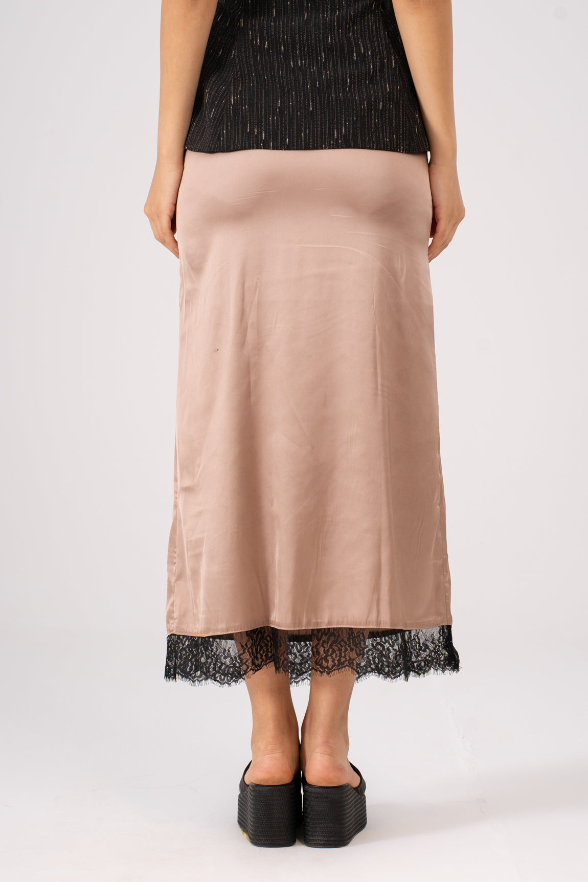 Satin Skirt with Lace