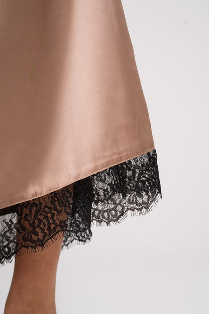 Satin Skirt with Lace