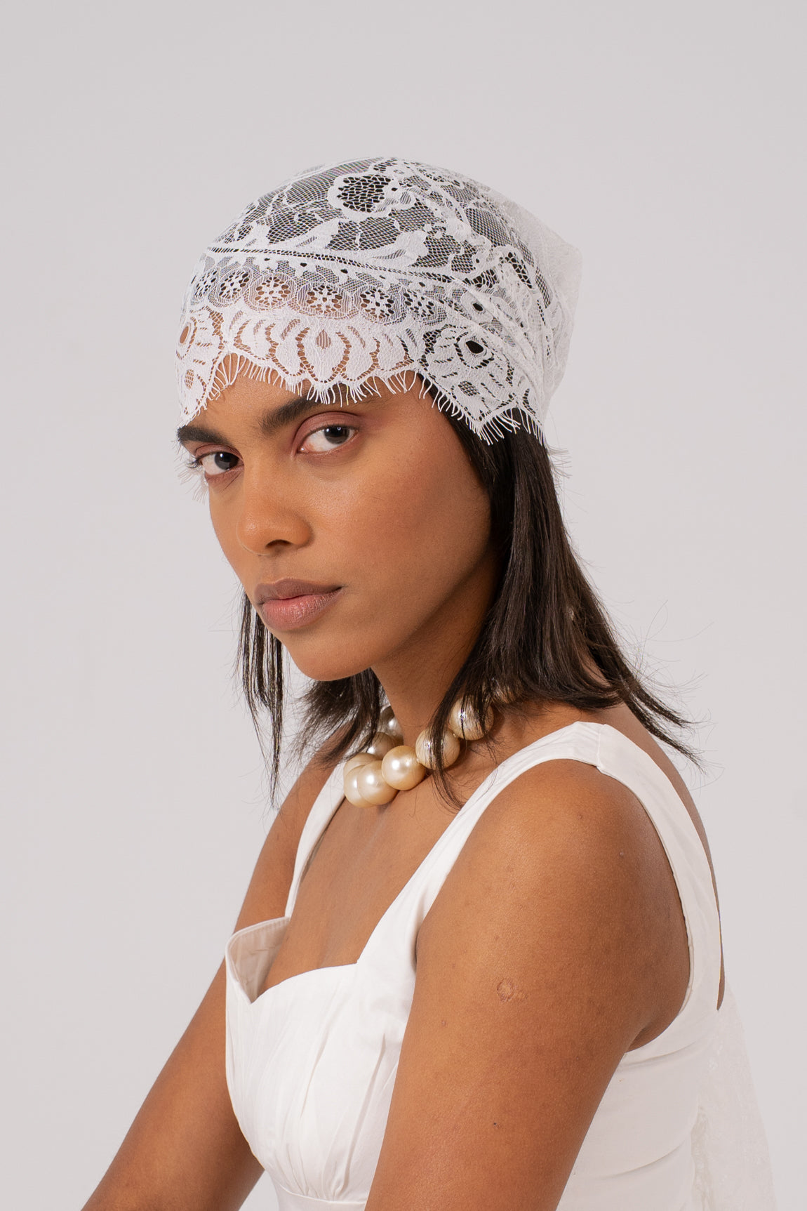 Lace Bandana White