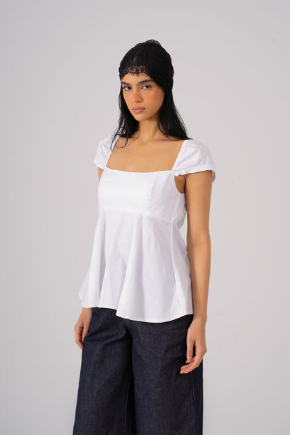 Poplin Flared Top