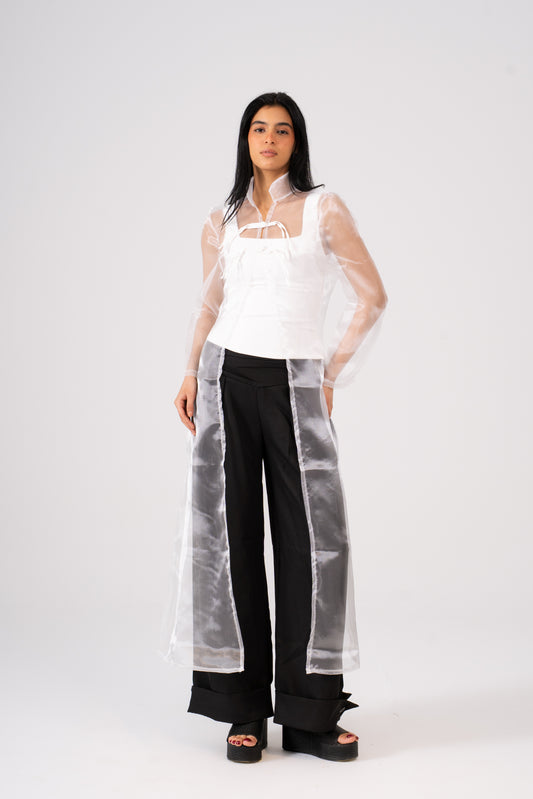 Organza Layered White Top