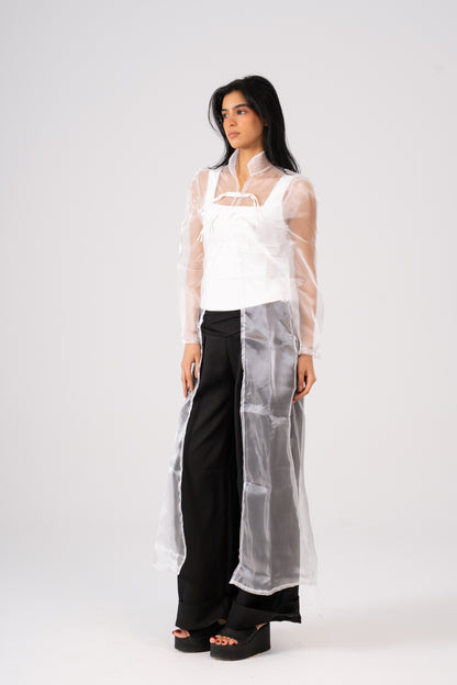 Organza Layered White Top