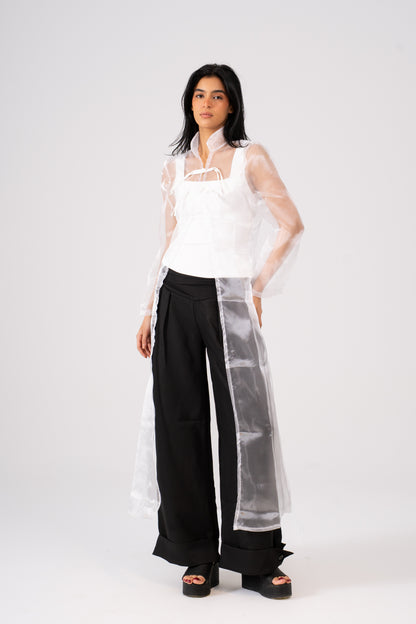 Organza Layered White Top