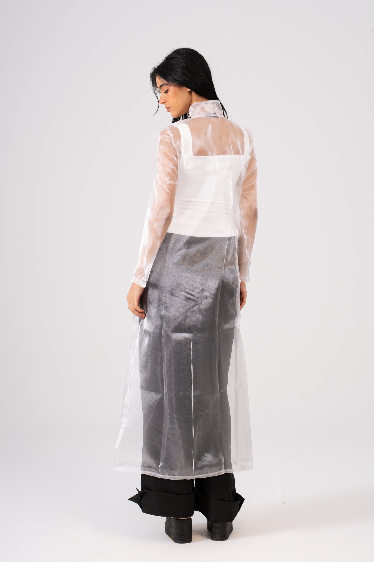 Organza Layered White Top
