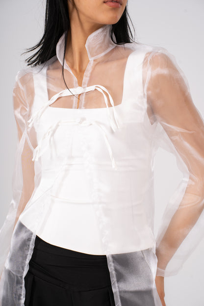 Organza Layered White Top