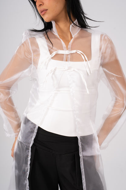 Organza Layered White Top