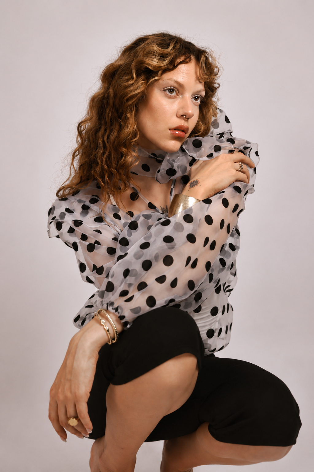 Dramatic Polka Dots Blouse