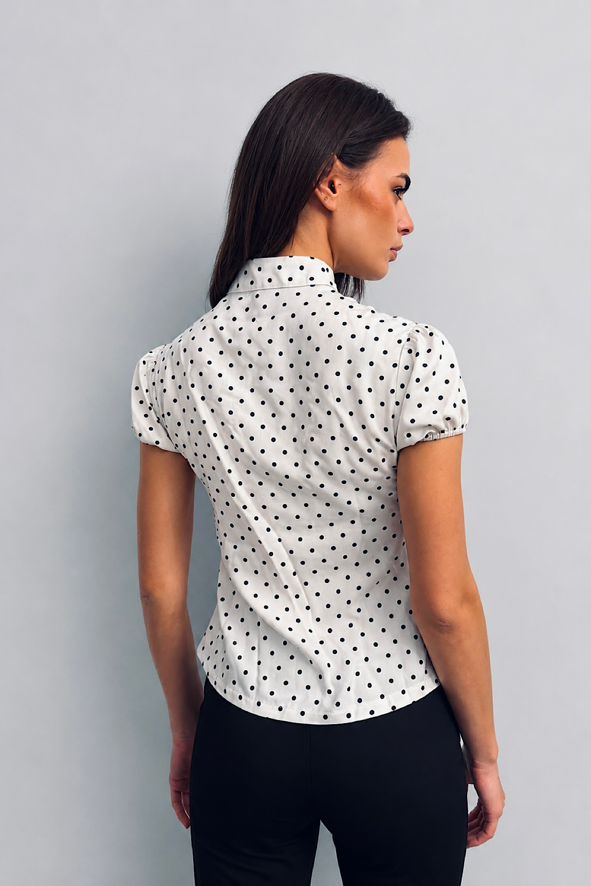 Polka-Dots Ruched Blouse
