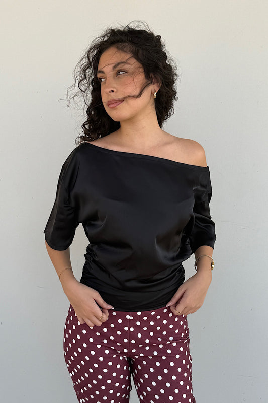 Ruched Black Top