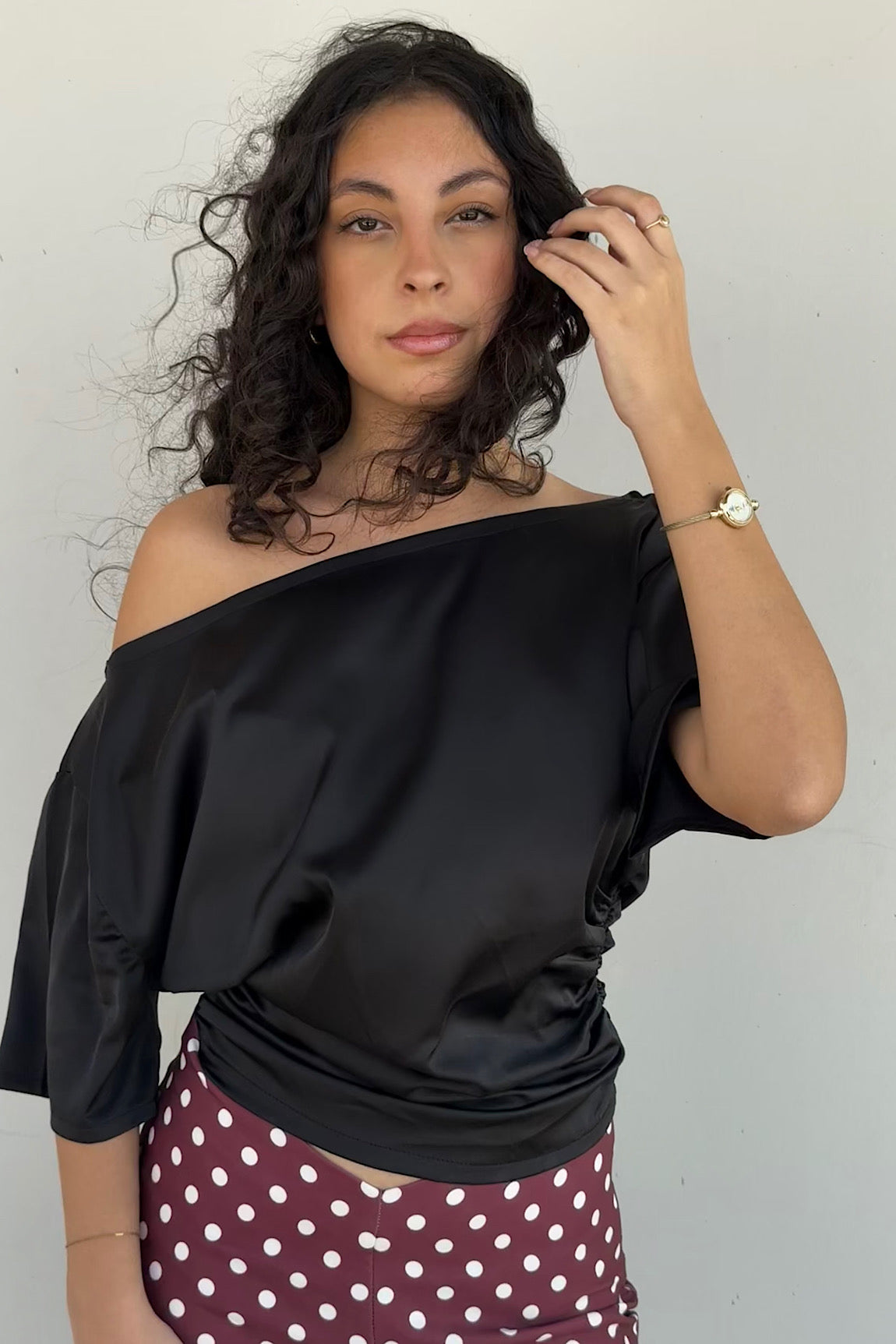 Ruched Black Top