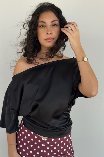 Ruched Black Top