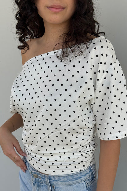 Ruched Polka Dot Top