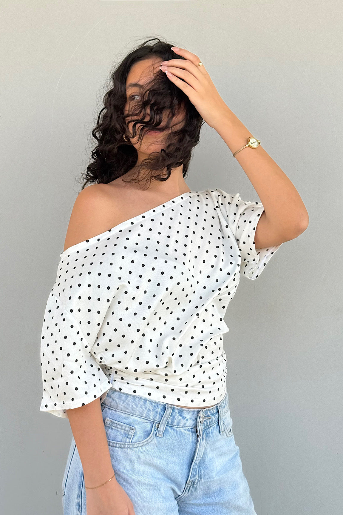 Ruched Polka Dot Top