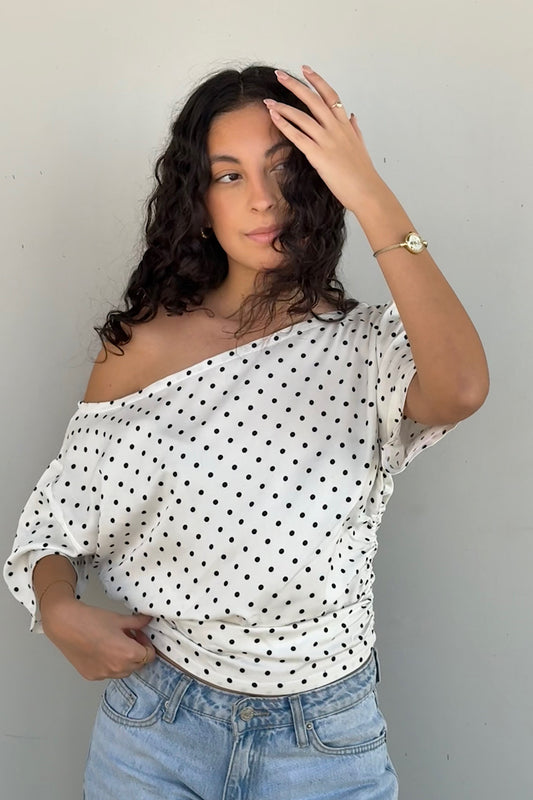 Ruched Polka Dot Top