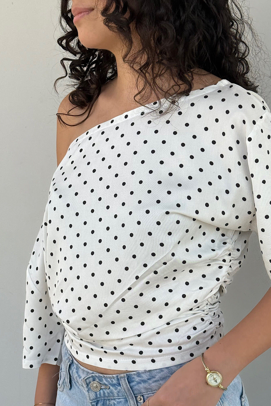 Ruched Polka Dot Top