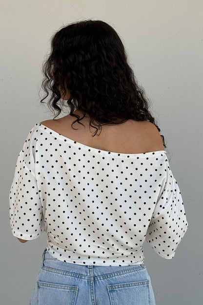Ruched Polka Dot Top