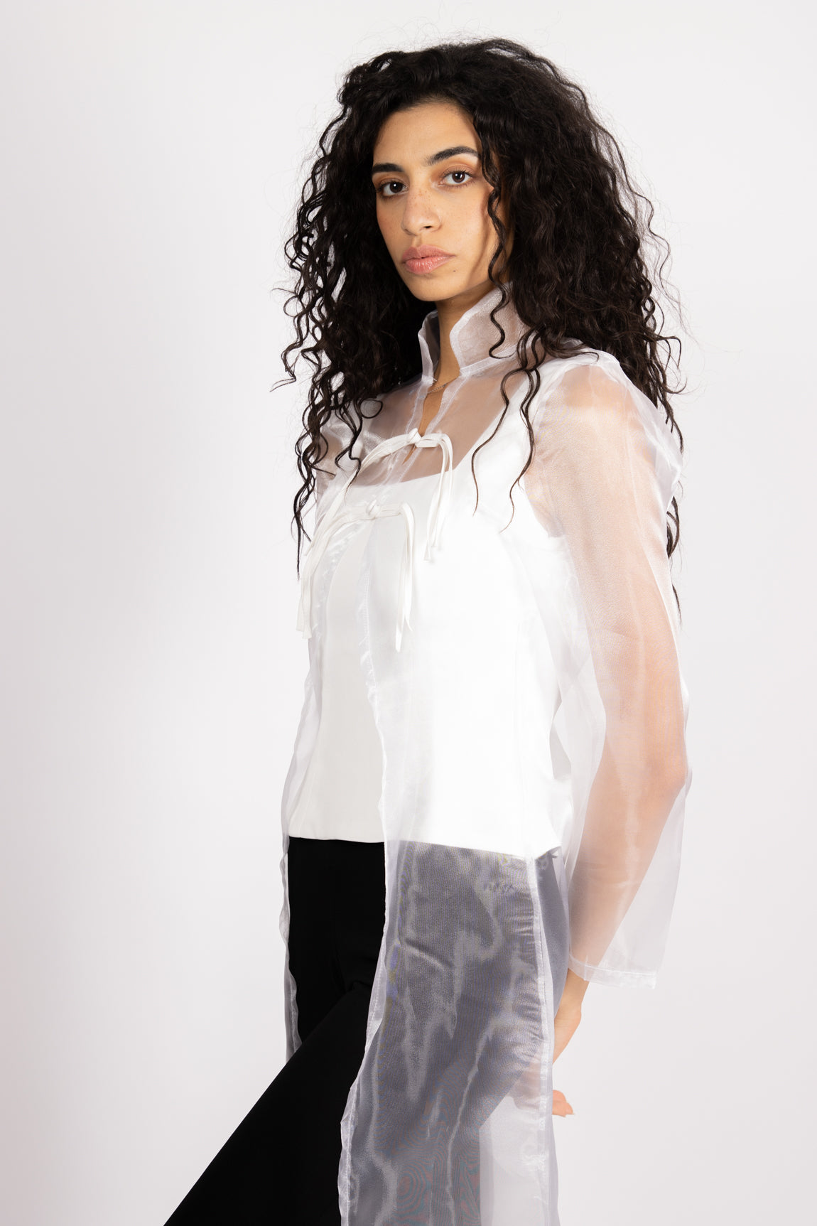 Organza Layered White Top