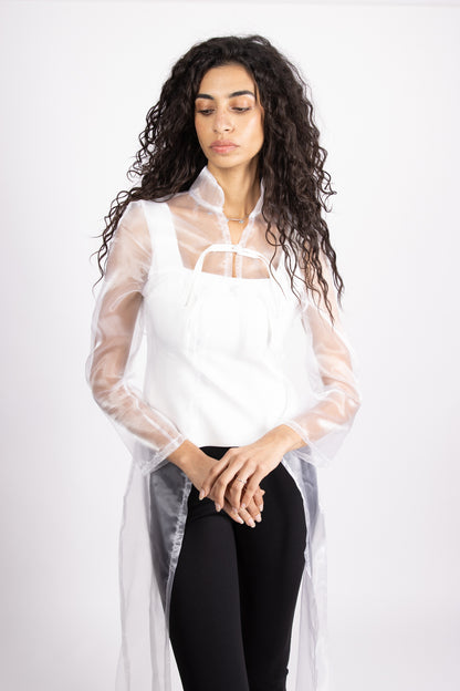 Organza Layered White Top