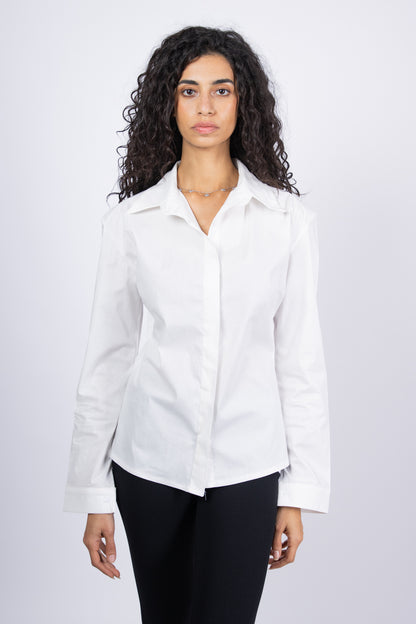 Poplin Collared White Shirt