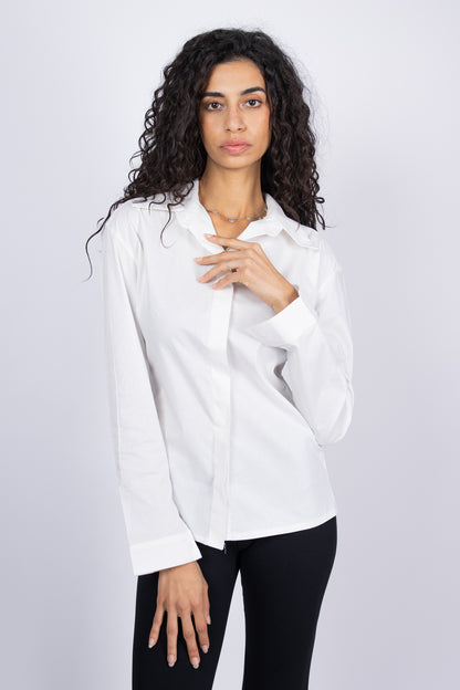 Poplin Collared White Shirt