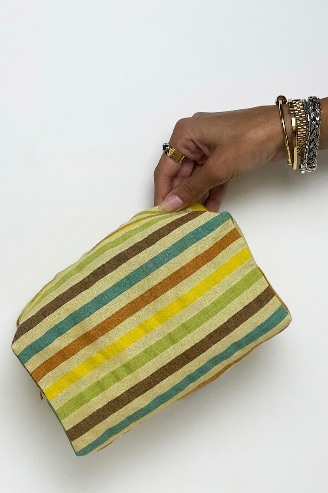 Vintage Stripes Pouch Yellow
