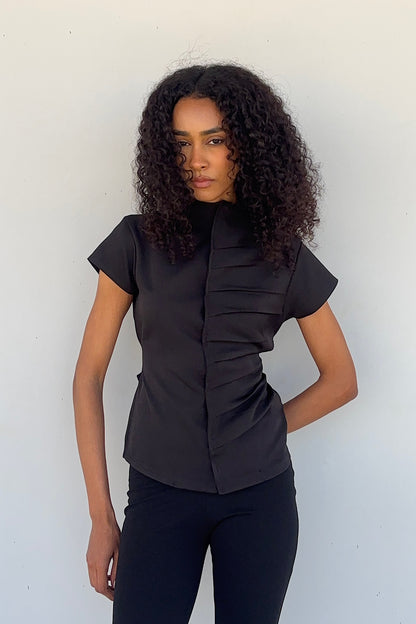 Draped Black Top