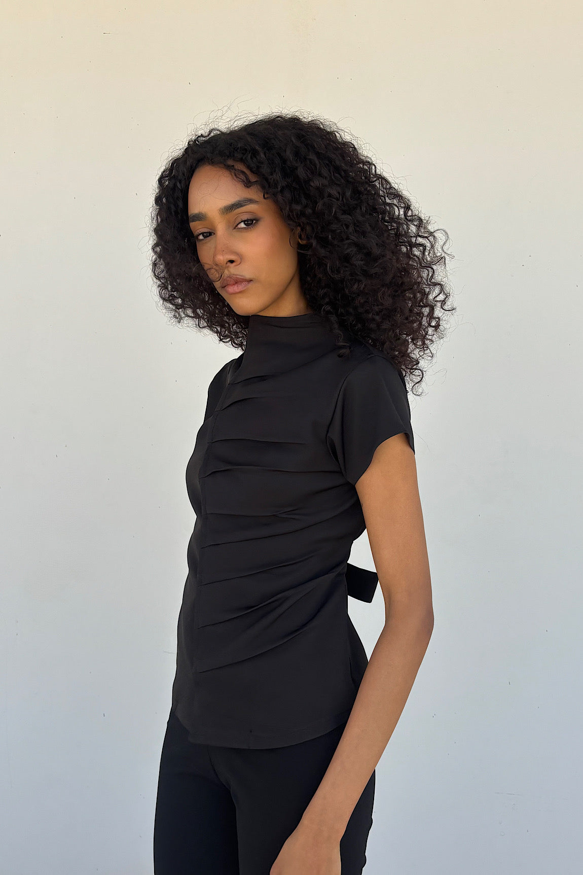 Draped Black Top
