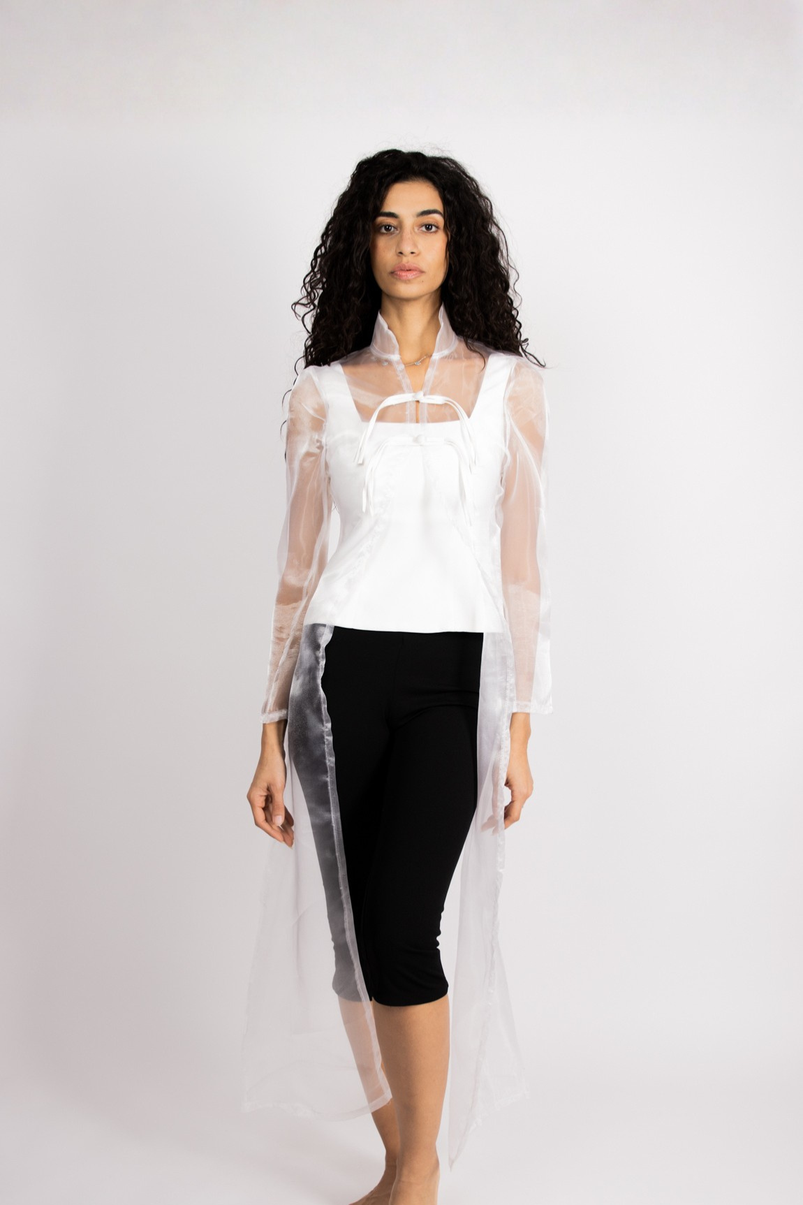 Organza Layered White Top