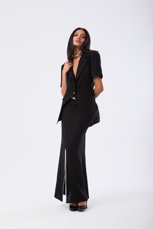 Slit Detail Skirt & Blazer Suit
