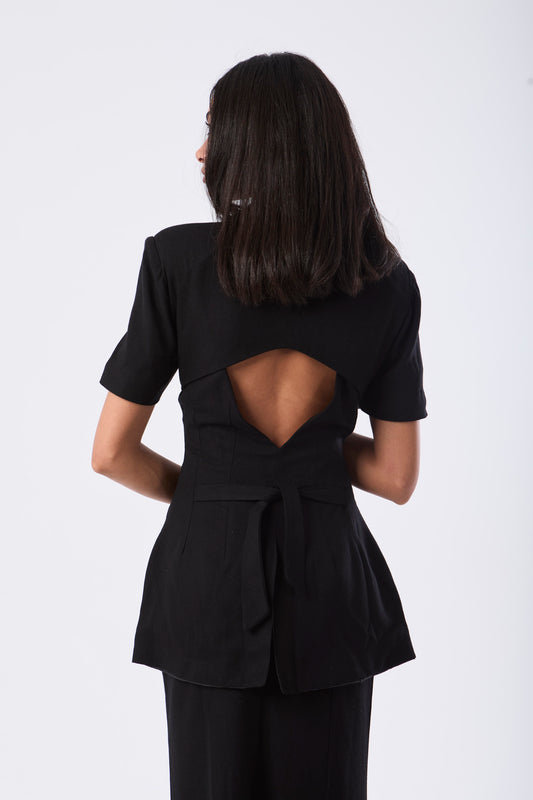 Linen Open Back Blazer