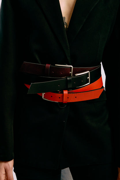 Timeless Edge Black Leather Belt with Rustic Buckle